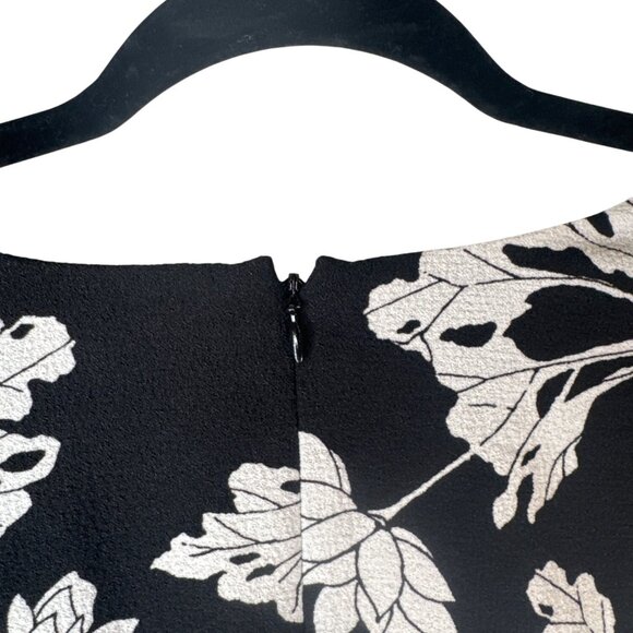 Banana Republic Size 12 Black & White Floral Short Sleeve Dress Elegant - Picture 12 of 14